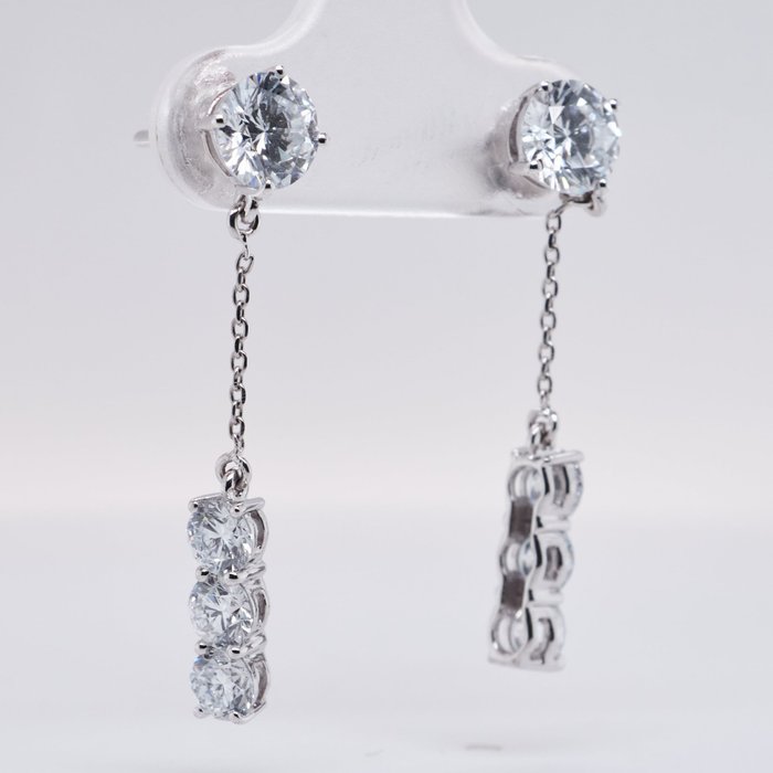 White Gold Cascade Lab-Grown Diamond Drop Earrings