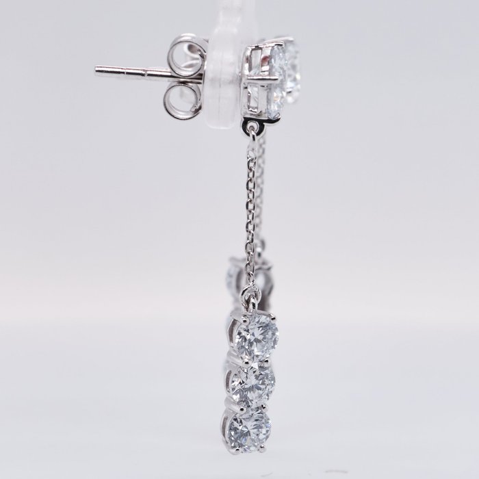 White Gold Cascade Lab-Grown Diamond Drop Earrings