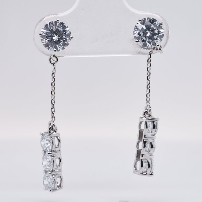 White Gold Cascade Lab-Grown Diamond Drop Earrings