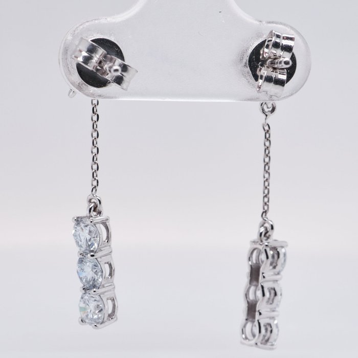 White Gold Cascade Lab-Grown Diamond Drop Earrings