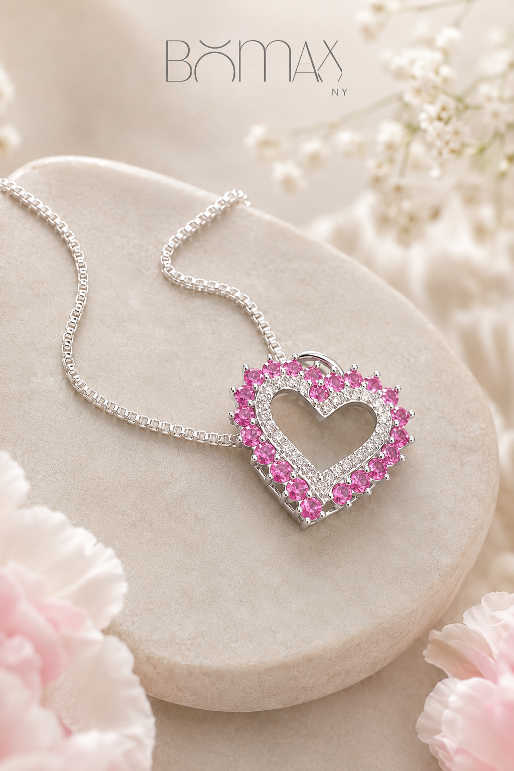 Pink Heart Halo Necklace