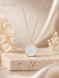 Rainbow Moonstone & White Topaz Pendant Necklace