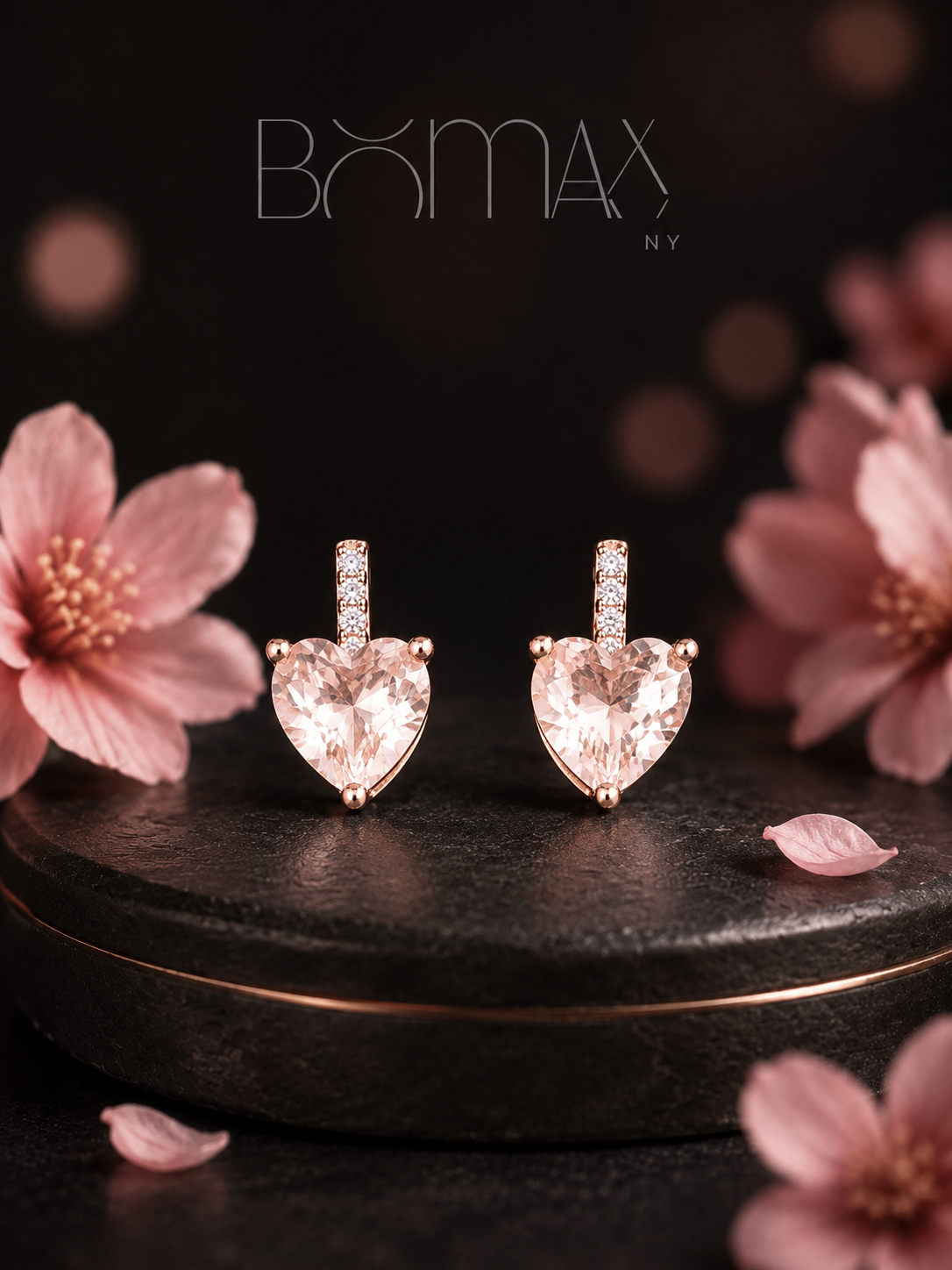 Morganite Heart Studs