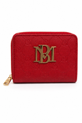 Badgley Mischka Red Textured Wallet with Gold Accent Logo
