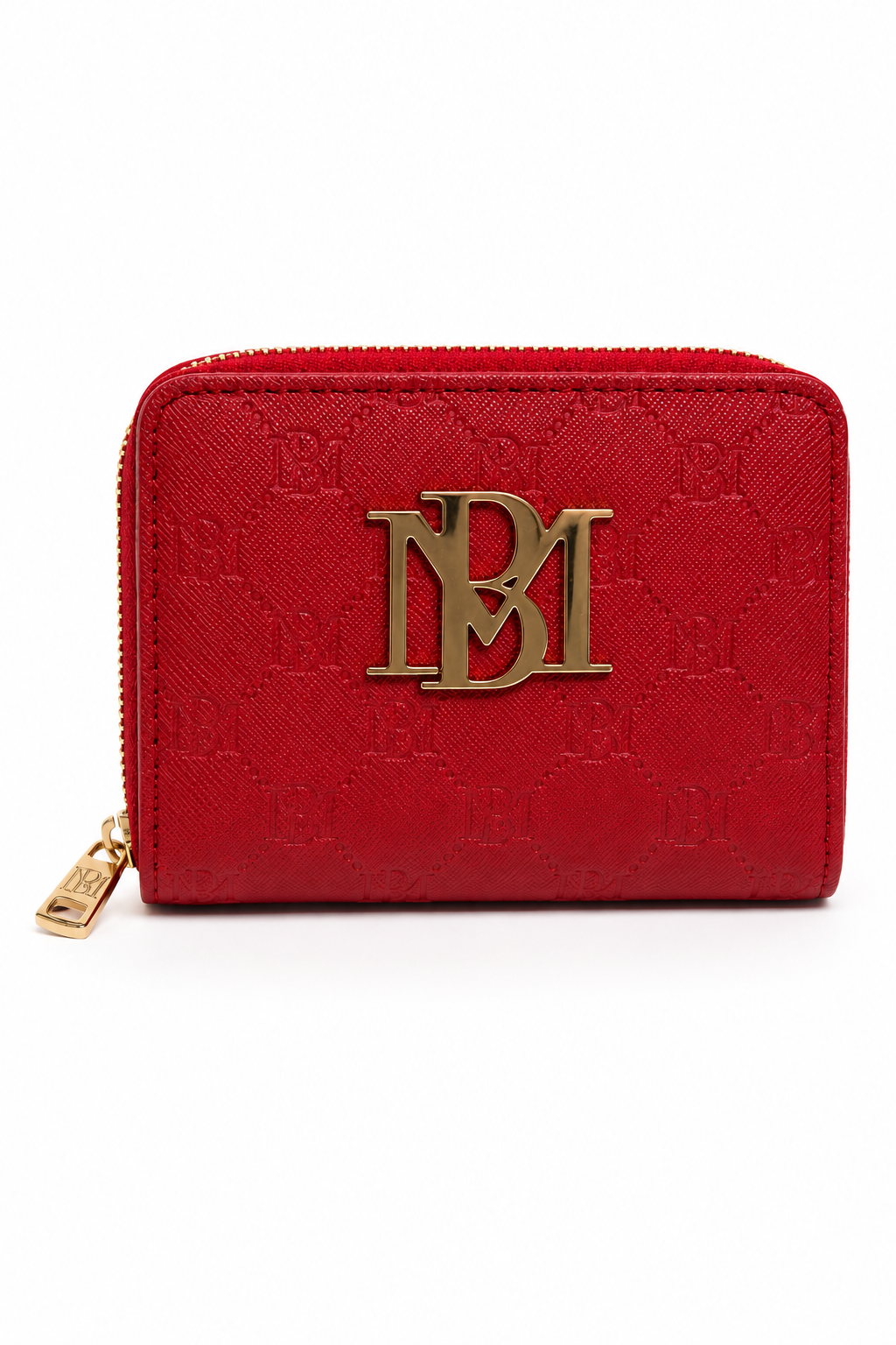 Badgley Mischka Red Textured Wallet with Gold Accent Logo