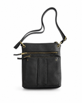 Time and Tru Women's Faux Leather Crossbody Bag with Front Zipper Pockets