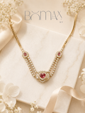 18K Gold Natural Ruby & Diamond Heart Necklace