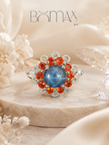 Sapphire & Garnet Floral Ring