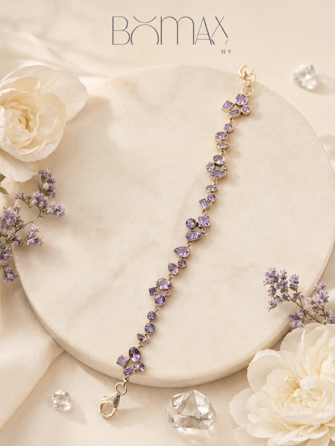 Elegant Amethyst Silver Bracelet
