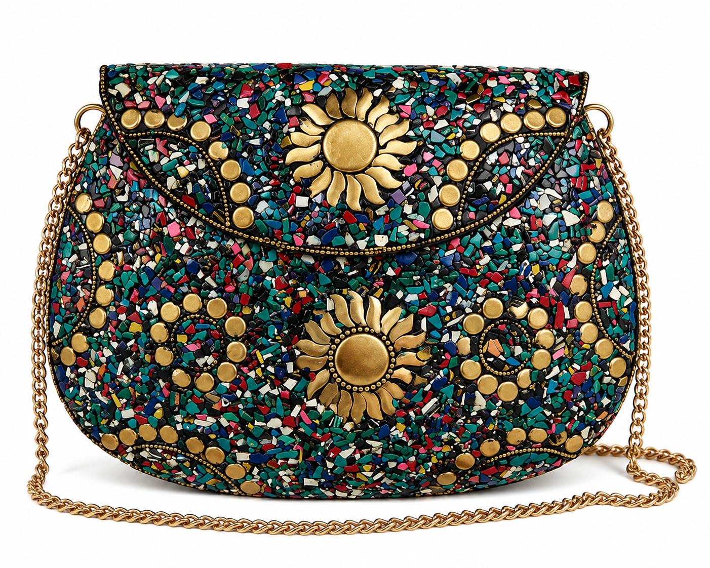 Ramla Bel Air Multicolor Mosaic Clutch Crossbody Bag