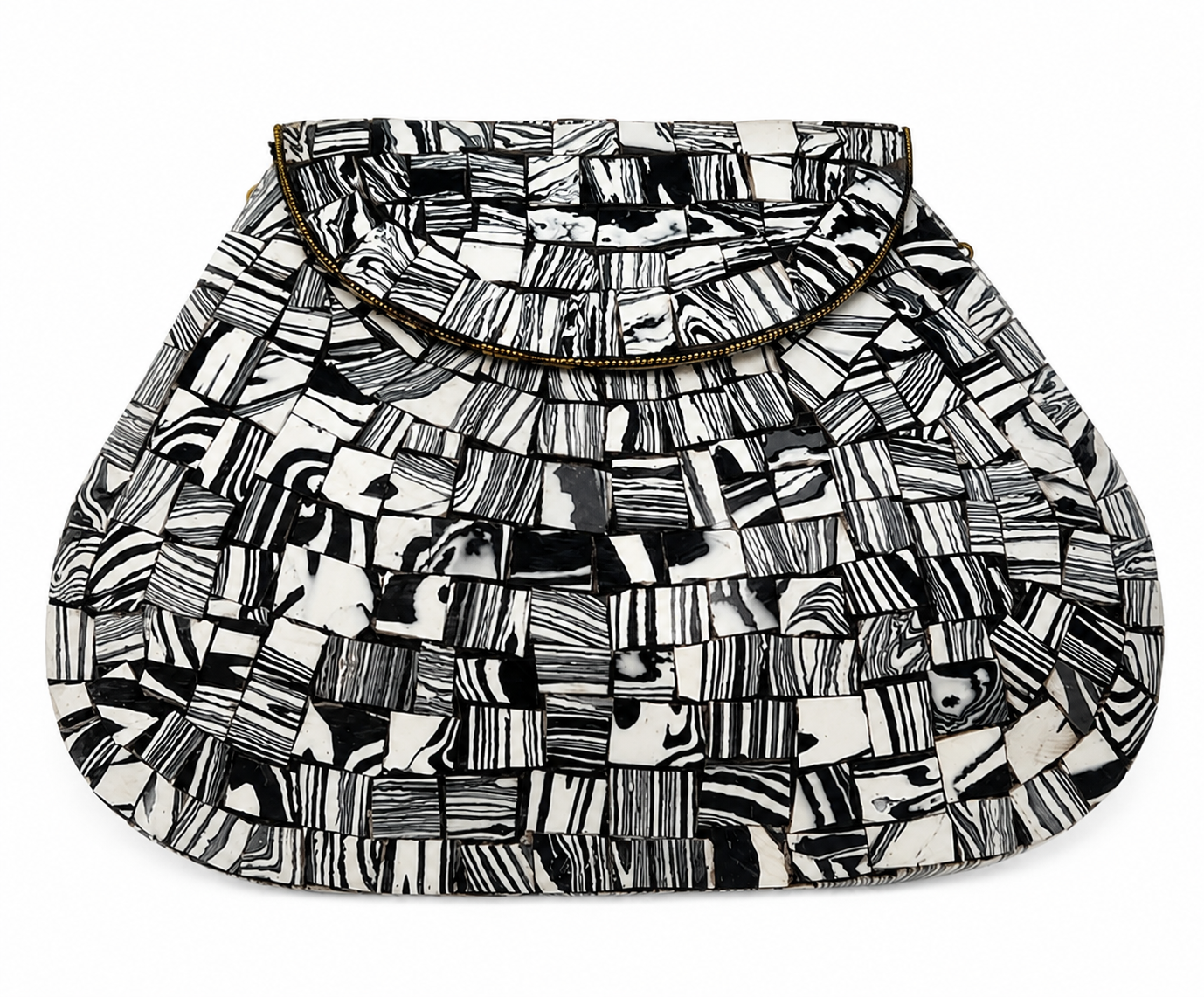 Ramla Handmade Monochrome Mosaic Stone Crossbody Clutch Bag