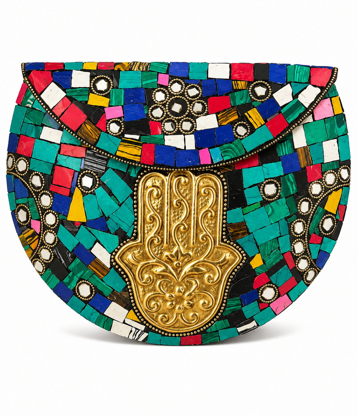 Ramla Handmade Mosaic Hamsa Crossbody Clutch Bag
