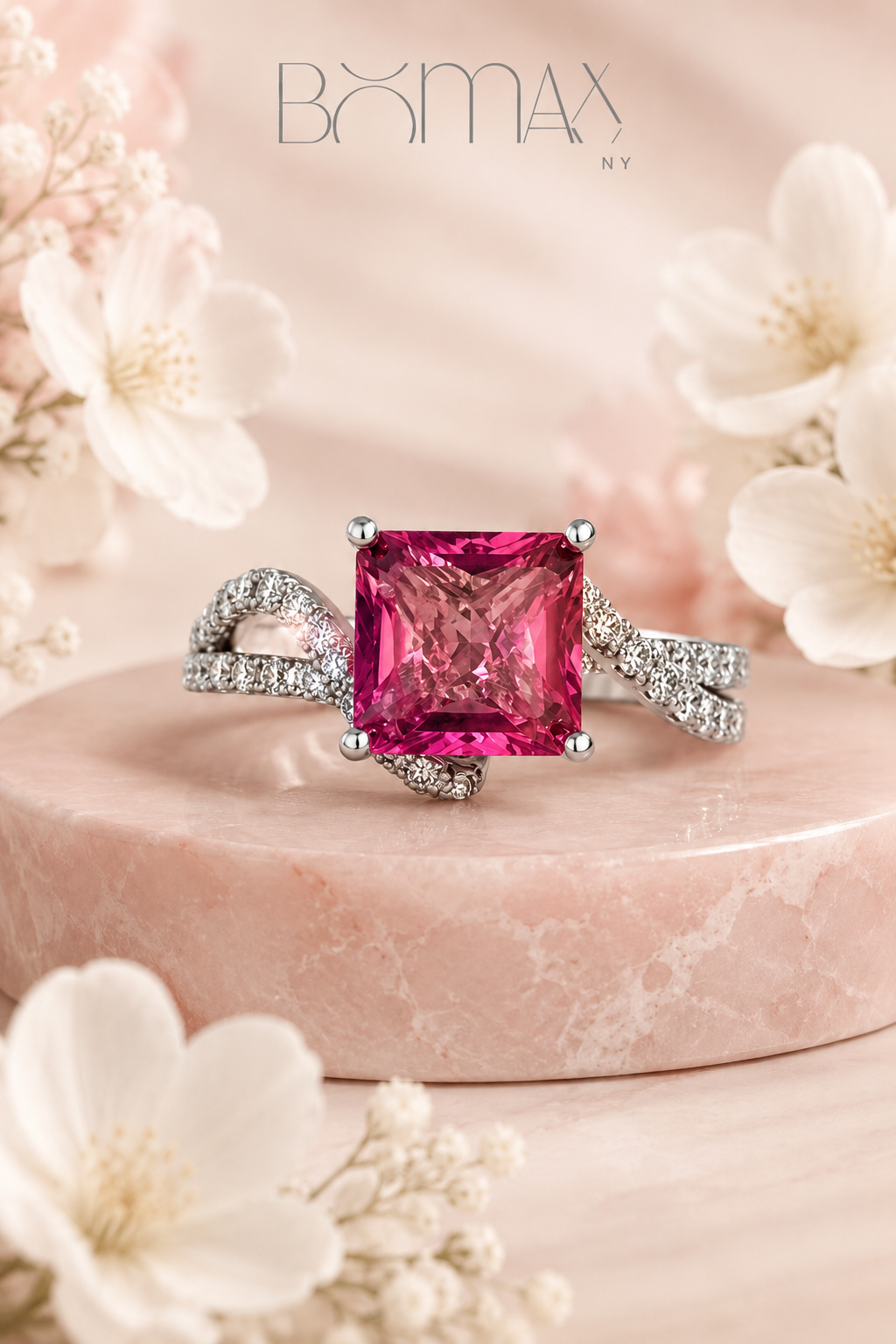 Rosewater Diamond Tourmaline Ring