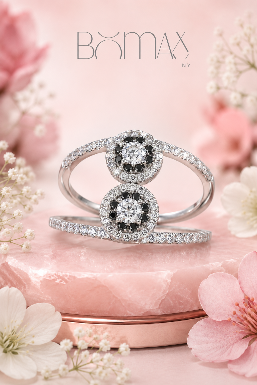Double Halo Silver Ring