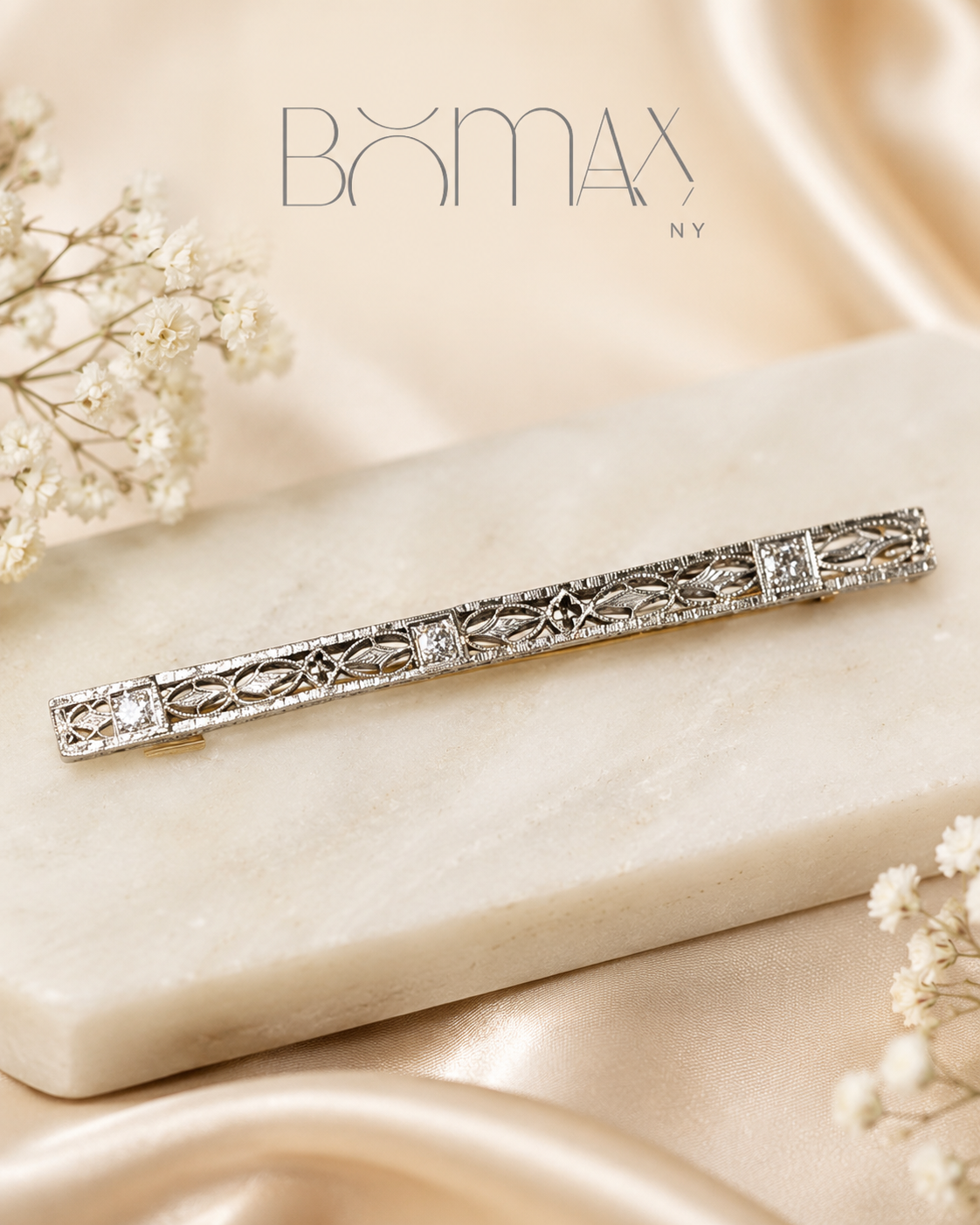 Vintage Filigree Diamond Brooch