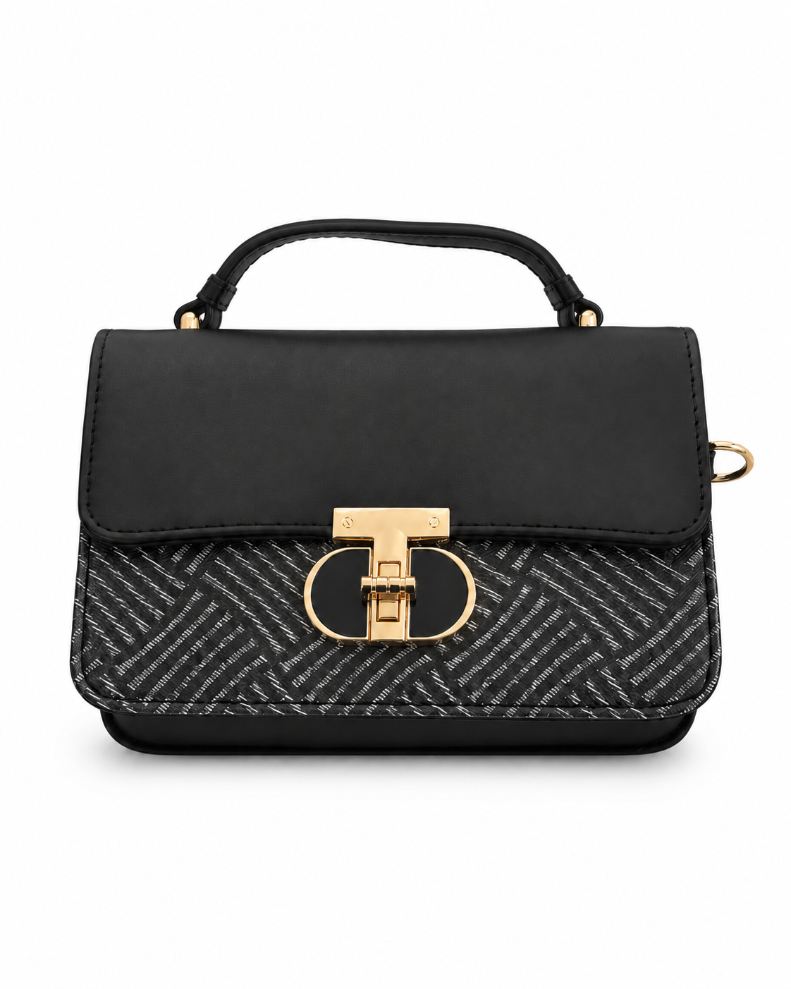 Velida & Co. Black Woven Top Handle Satchel with Silver-Tone Turn-Lock