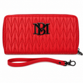Badgley Mischka Red Vegan Leather Zip-Around Continental Wallet with Wristlet