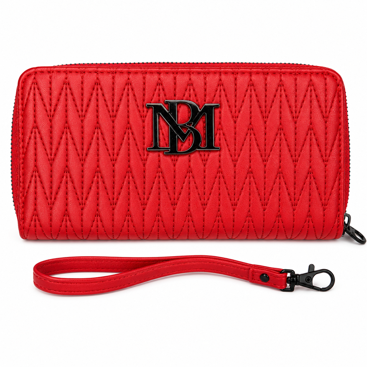 Badgley Mischka Red Vegan Leather Zip-Around Continental Wallet with Wristlet