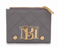Badgley Mischka Quilted Gray Wallet with Gold Zipper