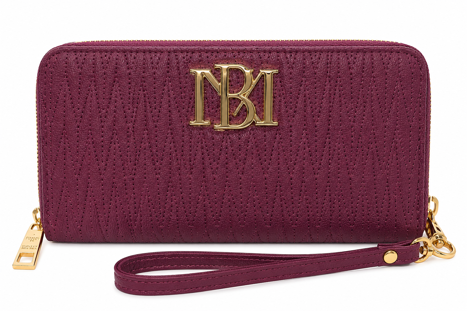 Badgley Mischka Plum Long Wallet With Phone Pocket and Wristlet
