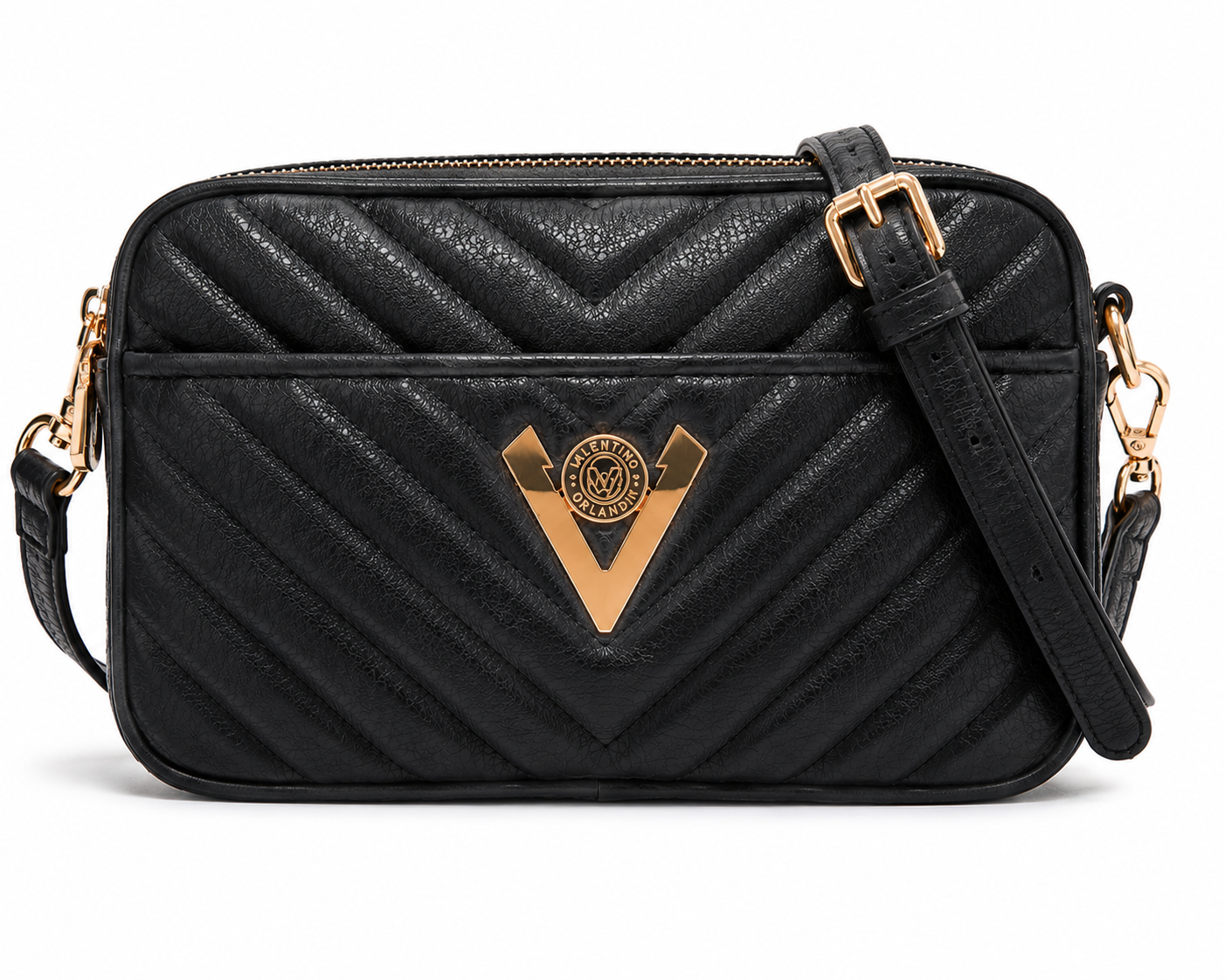 Valentino Orlandi Black Crossbody Bag with Gold Accents