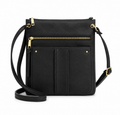 Time and Tru Women's Faux Leather Crossbody Bag with Front Zipper Pockets