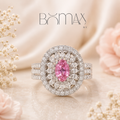 Pink Sapphire & Lab Diamond Halo Ring
