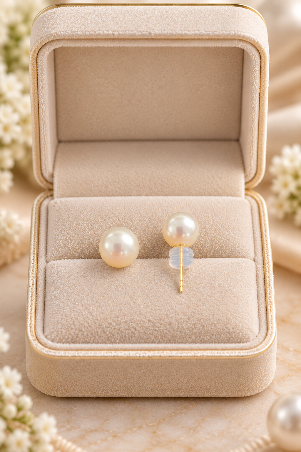 18K Gold Pearl Studs