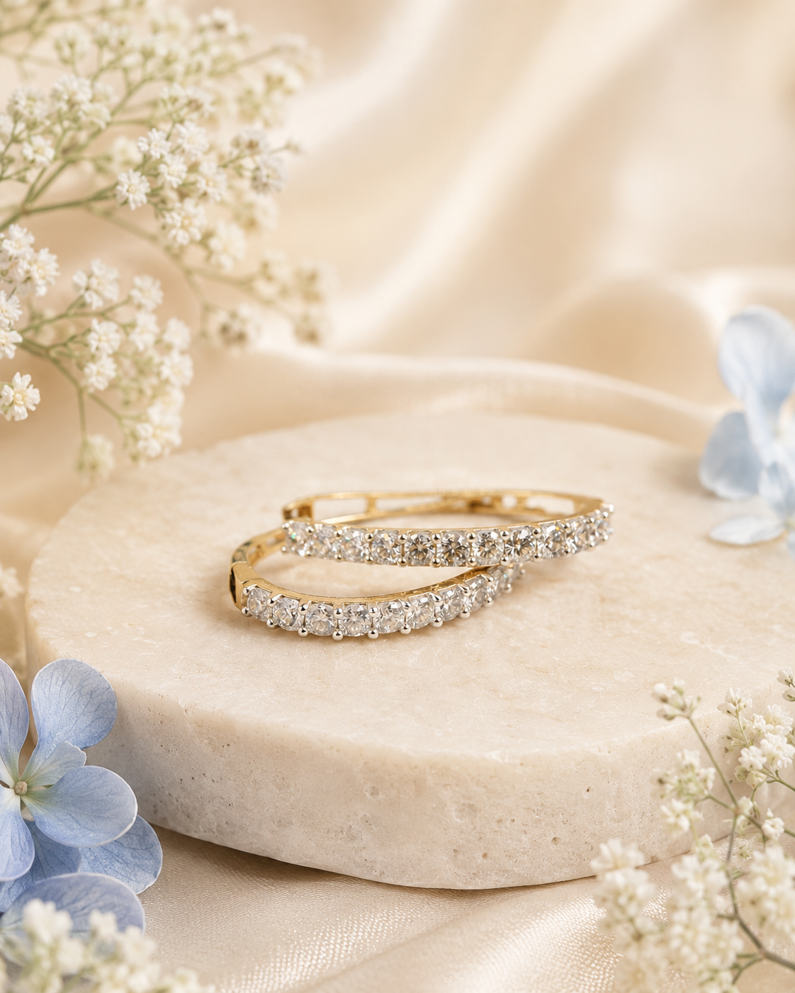 Golden Radiance Diamond Hoop Earrings