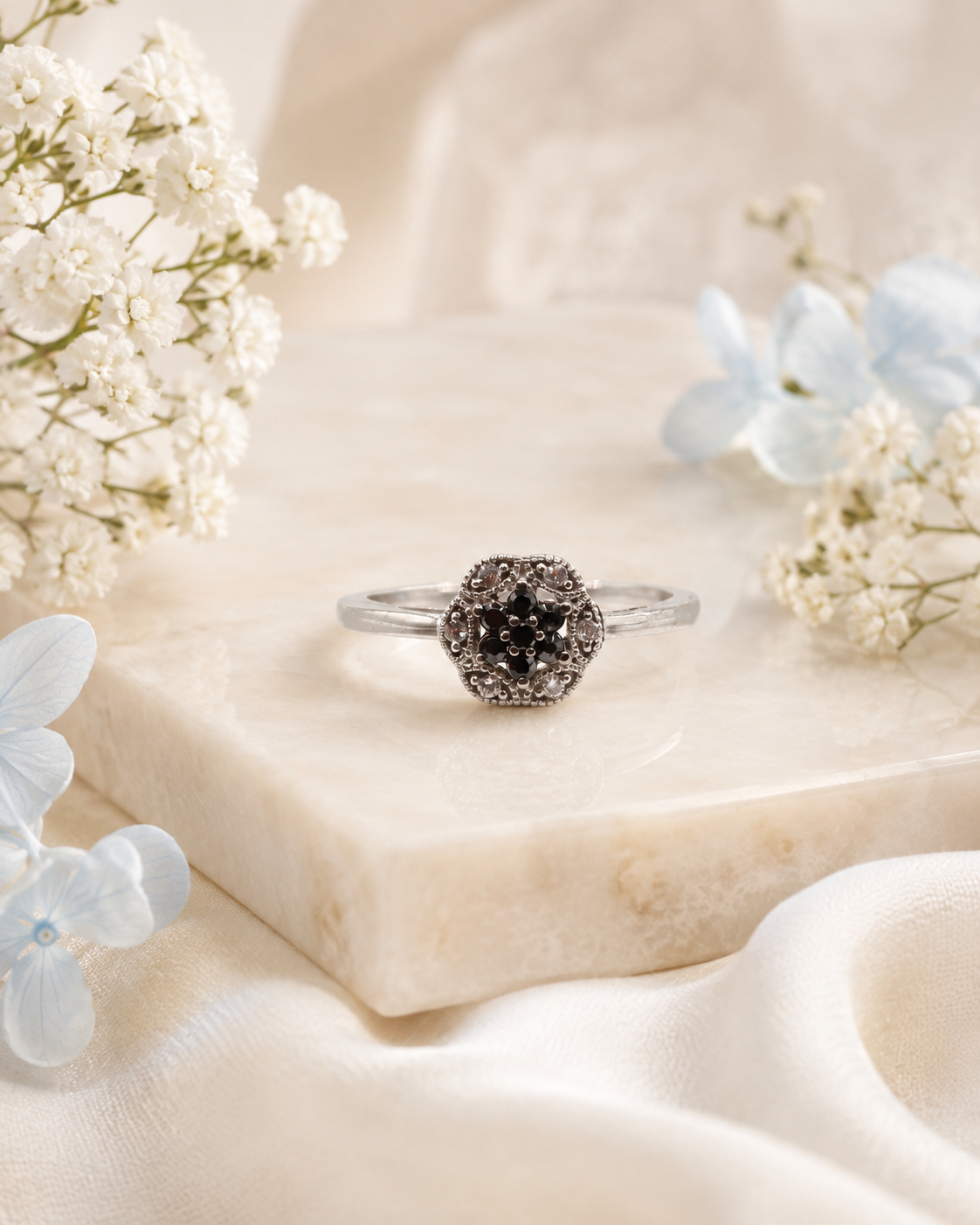 Silver Night Bloom Ring