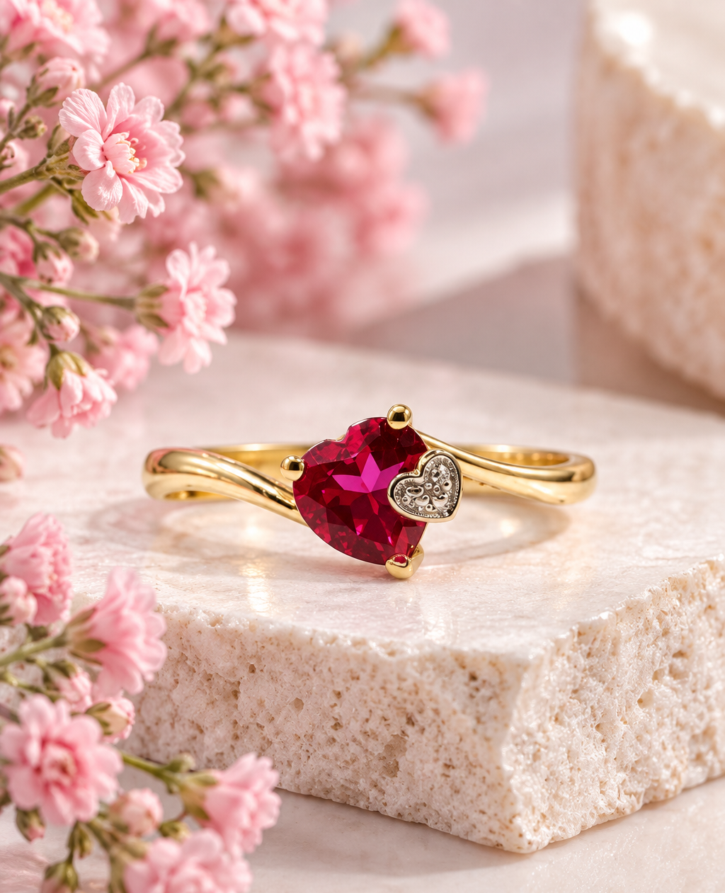 Heart Stone Silver Ring
