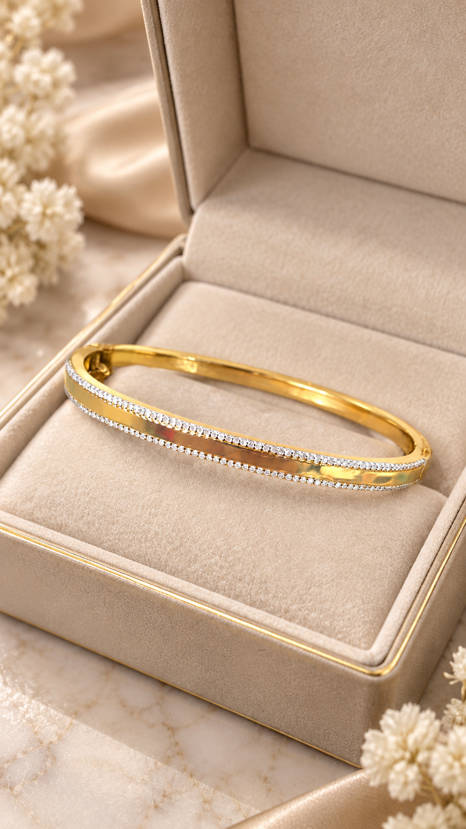 Golden Edge Diamond Bangle