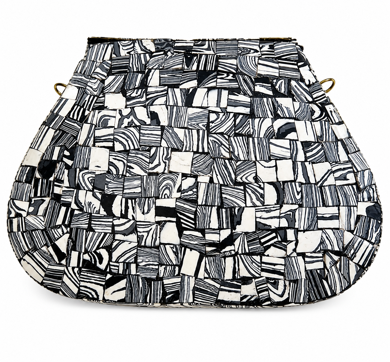 Ramla Handmade Monochrome Mosaic Stone Crossbody Clutch Bag
