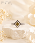 Geometric Diamond Silver Ring