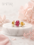 Raw Gemstone Trio Statement Ring