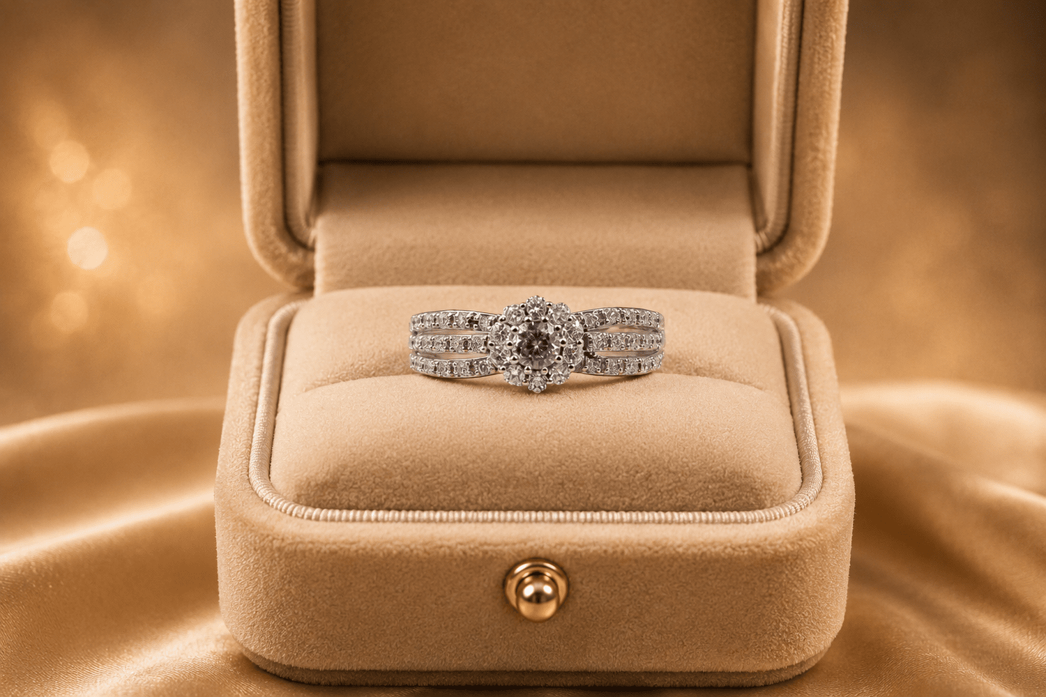 Silver Blossom Halo Ring