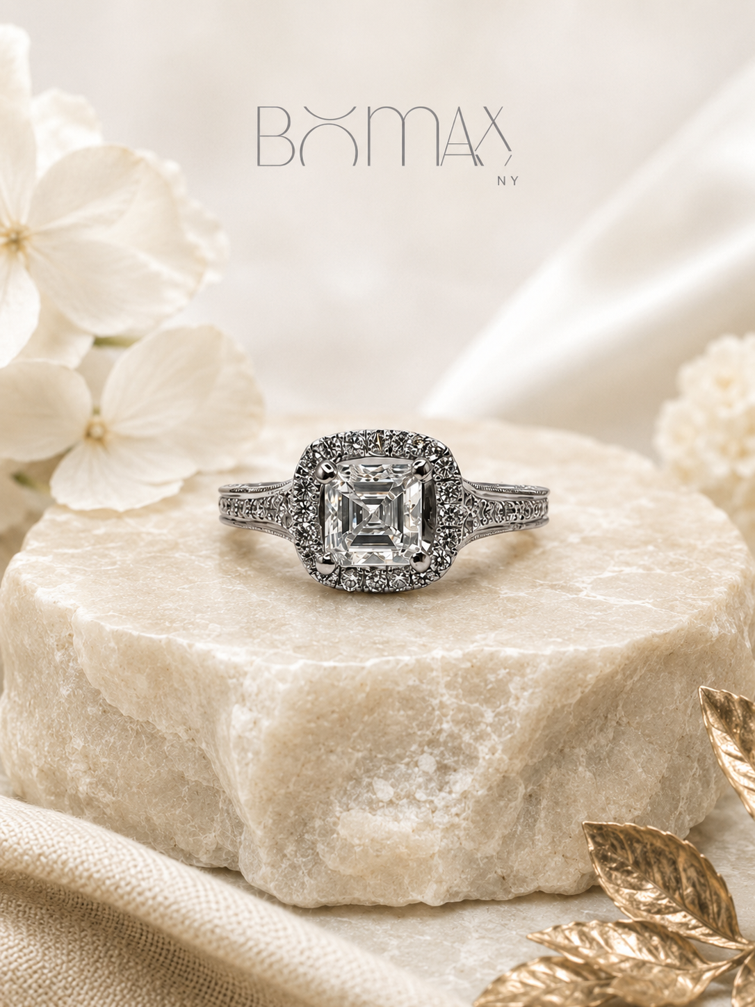 Vintage Selene Square Halo Ring