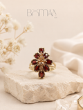 Garnet & Diamond Floral Statement Ring
