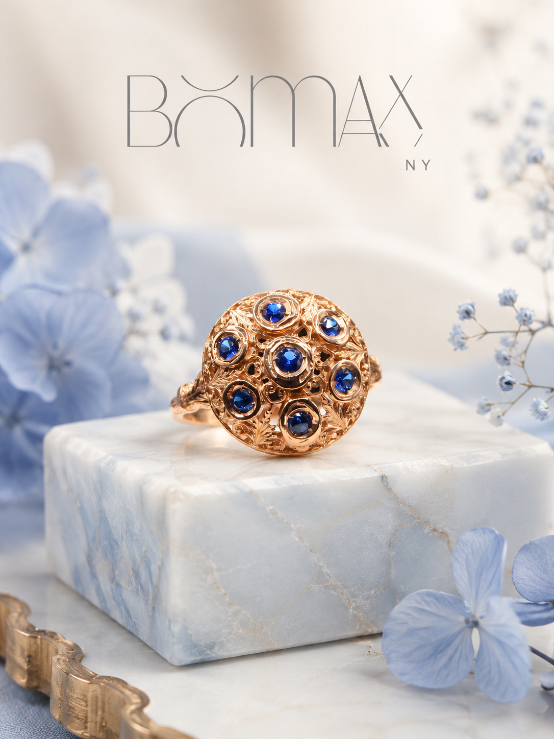 Celestial Blue Spinel Cluster Ring