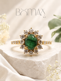Emerald & Diamond Halo Ring