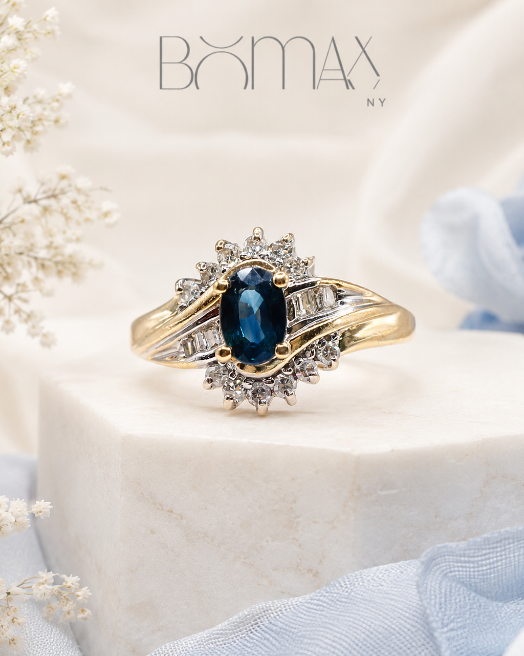 Midnight Bloom Sapphire & Diamond Ring