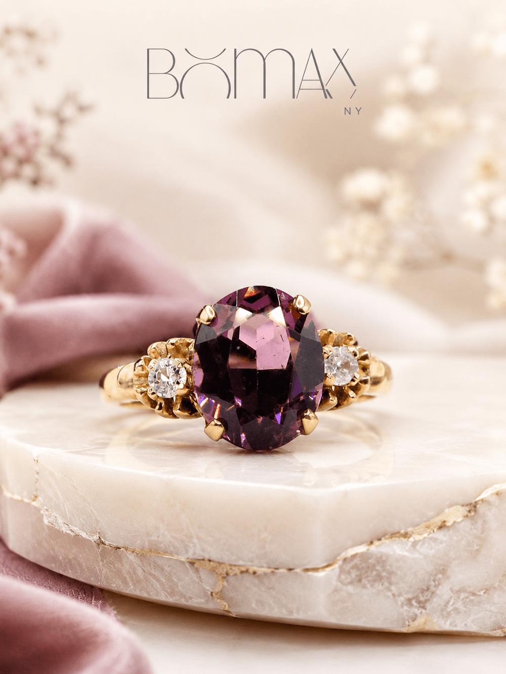 Vintage Amethyst Plum Romance Ring