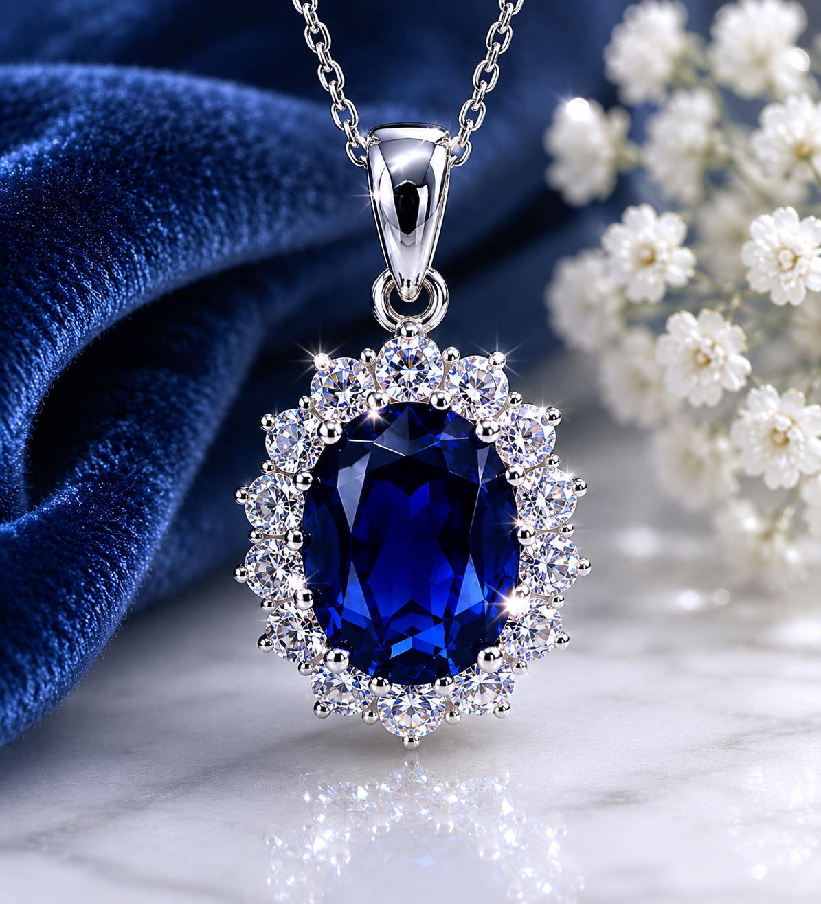 Blue Velvet Pendant Necklace