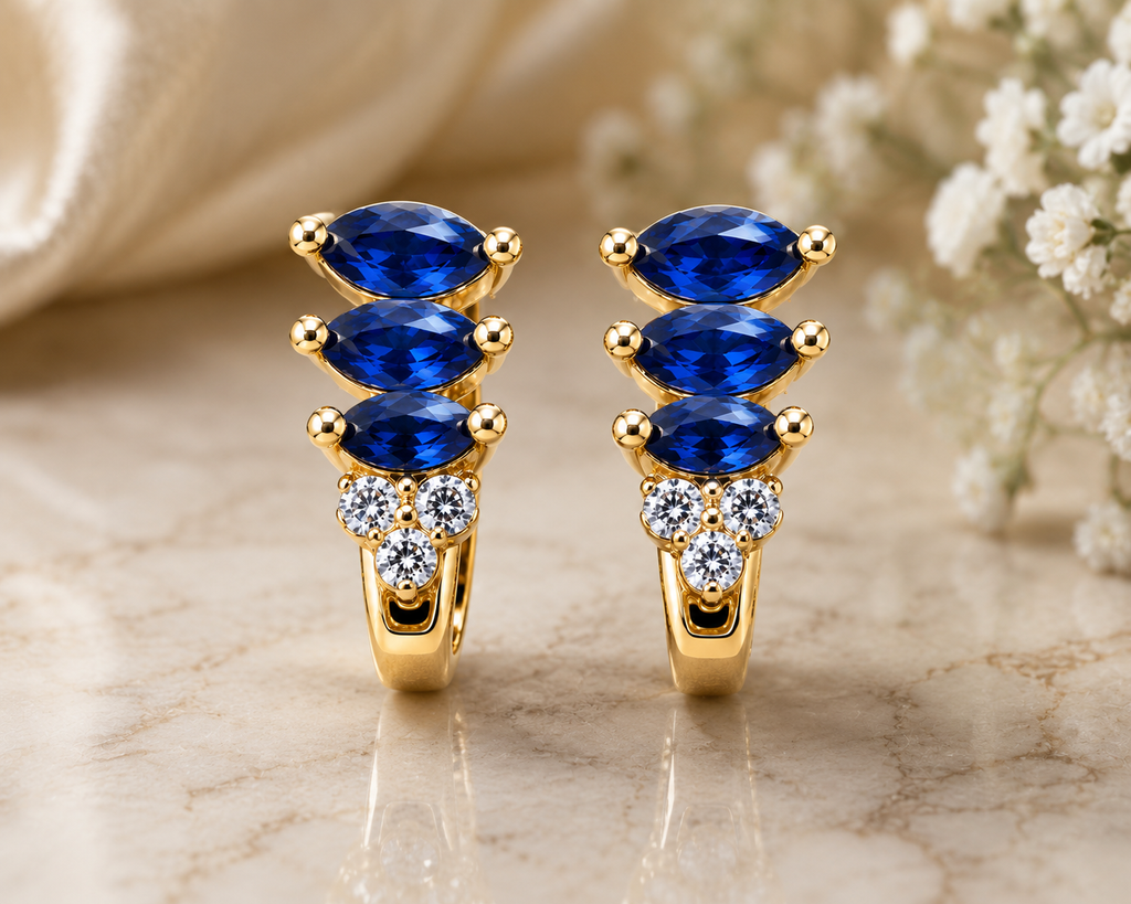 Deep Ocean Sapphire Earrings