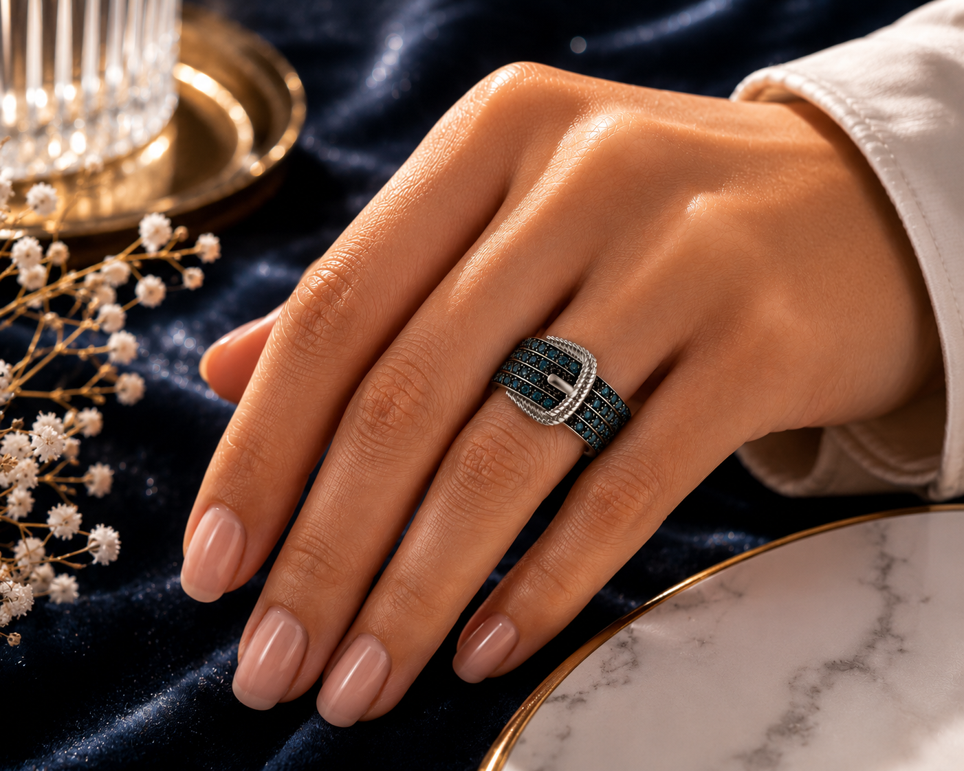 Midnight Luxe Buckle Ring