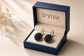 Black Crystal Disc Lever-back Earrings