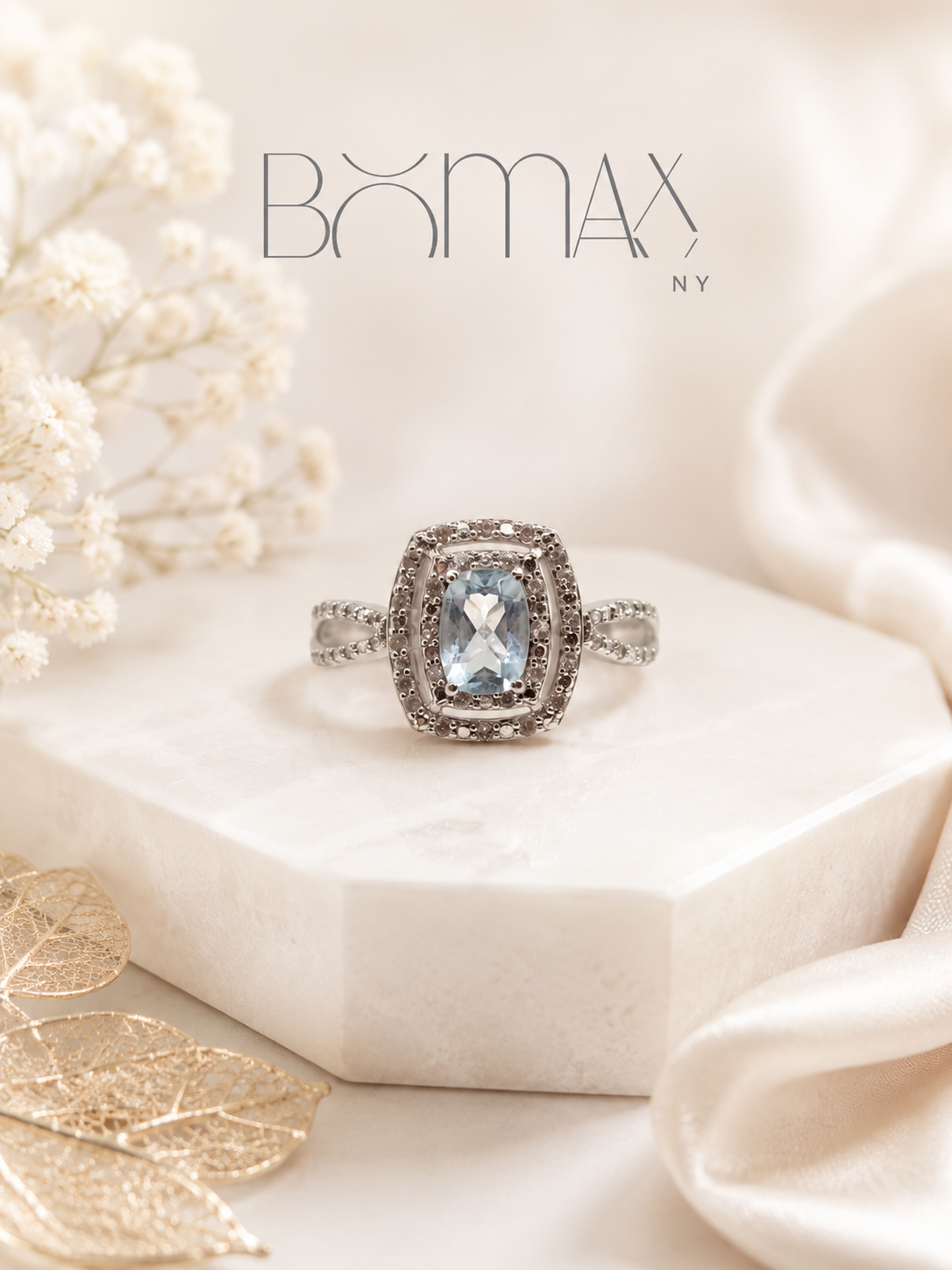 Sky Blue Topaz Halo Ring