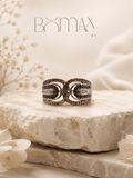Open Circle Diamond Silver Statement Ring