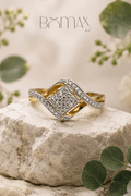 Square Halo Diamond Silver Ring