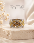 Silver Golden Lattice Ring
